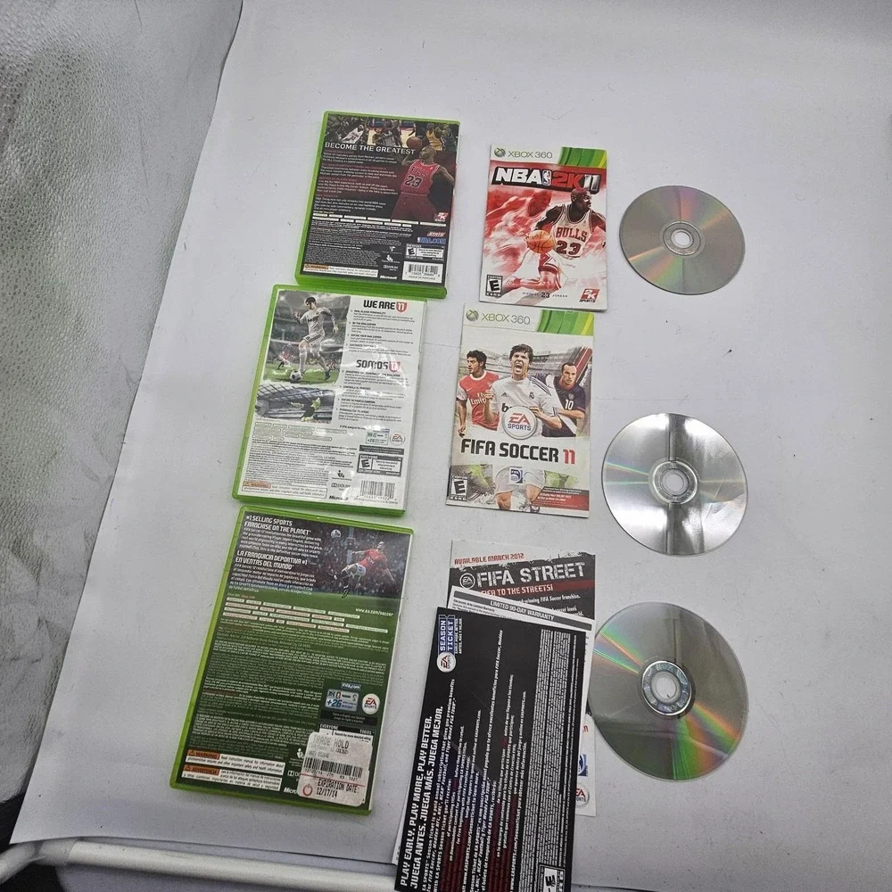 NBA 2K11 FIFA Soccer 11 & 12 Xbox 360 Video Game Lot Cases Manuals EA Sports